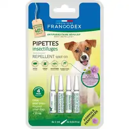 Gamm vert 20% sur une sélection de pipettes antiparasitaires pour chien ou chat Francodex offre