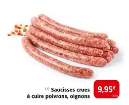 Saucisses crues à cuire poivrons, oignons