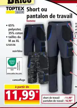 Norma Toptex Pro Short ou pantalon de travai offre