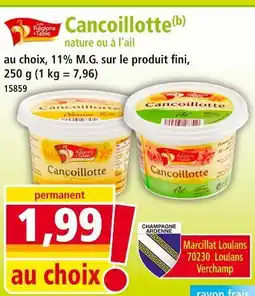 Norma Les Régions à Table Cancoillotte offre