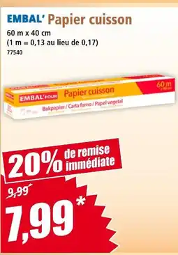 Norma Embal' Papier cuisson offre