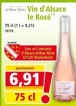 Norma ARTHUR METZ Vin d'Alsace le Rosé offre