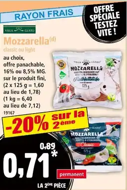 Norma VILLA GUSTO Mozzarella classic ou light offre