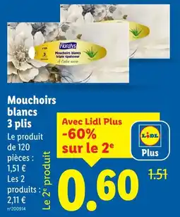 Lidl Floraly's Mouchoirs blancs 3 plis offre