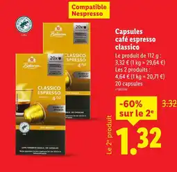 Lidl Bellarom Capsules café espresso classico offre