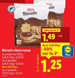 Lidl SONDEY Biscuits choco nussa offre