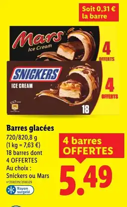 Lidl MARS, SNIKERS Barres glacées offre