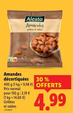 Lidl Alesto Amandes décortiquées offre