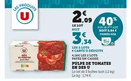 Super U U Pulpe de tomates offre