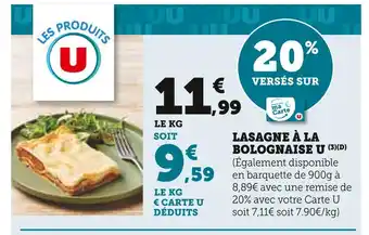 Super U U Lasagne à la bolognaise offre