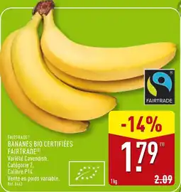 ALDI FAIRTRADE Bananes bio certifiées offre