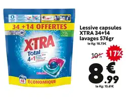 Maxi Bazar XTRA Lessive capsules XTRA 34+14 lavages 576gr offre