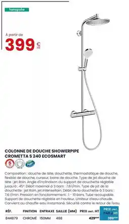Au Forum du Bâtiment Hansgrohe - colonne de douche showerpipe crometta s24o offre