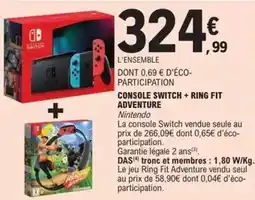 E.Leclerc Nintendo - console switch + ring fit adventure offre