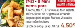 Thiriet 87433 8 Mini nems porc offre