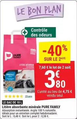 Gamm vert Pure family - litière absorbante minérale offre