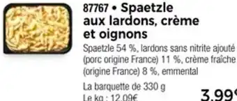 Thiriet 87767 Spaetzle aux lardons, crème et oignons offre
