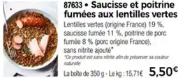Thiriet 87633 Saucisse et poitrine fumées aux lentilles vertes offre