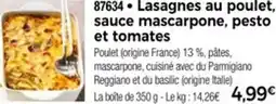 Thiriet 87634 Lasagnes au poulet, sauce mascarpone, pesto et tomates offre