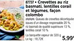 Thiriet 87737 Crevettes au riz basmati, lentilles corail et légumes, façon colombo offre