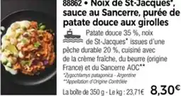 Thiriet 88862 Noix de St-Jacques, sauce au Sancerre, purée de patate douce aux girolles offre