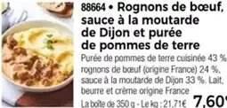 Thiriet 88664 Rognons de bœuf, sauce à la moutarde de Dijon et purée de pommes de terre offre
