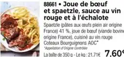 Thiriet 88661 Joue de bœuf et spaetzle, sauce au vin rouge et à l'échalote offre