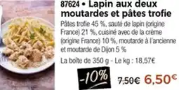 Thiriet 87624 Lapin aux deux moutardes et pâtes trofie offre