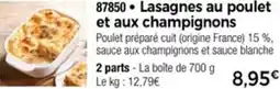 Thiriet 87850 Lasagnes au poulet et aux champignons offre