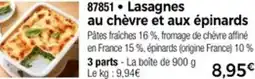 Thiriet 87851 Lasagnes au chèvre et aux épinards offre