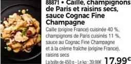 Thiriet 88871 Caille, champignons de Paris et raisins secs, sauce Cognac Fine Champagne offre