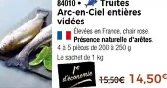 Thiriet 84010 Truites Arc-en-Ciel entières vidées offre