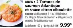 Thiriet 81856 2 Tartares de saumon Atlantique et sauce citron ciboulette offre