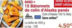 Thiriet 84403 15 Bâtonnets de colin d'Alaska panés offre