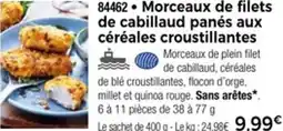 Thiriet 84462 Morceaux de filets de cabillaud panés aux céréales croustillantes offre