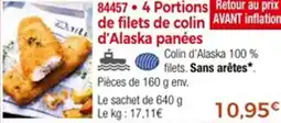 Thiriet 84457 4 Portions de filets de colin d'Alaska panées offre