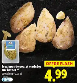 Lidl Escalopes de poulet marinées aux herbes offre