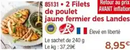 Thiriet 85131 2 Filets de poulet jaune fermier des Landes offre