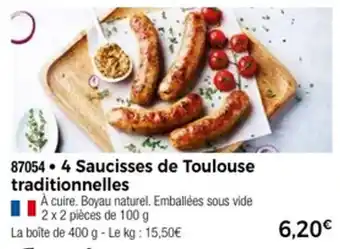 Thiriet 4 saucisses de toulouse traditionnelles offre