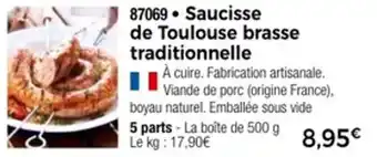 Thiriet Saucisse de toulouse brasse traditionnelle offre
