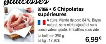 Thiriet 6 chipolatas supérieures offre
