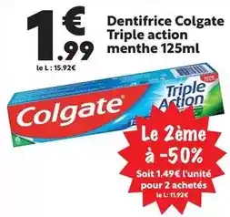 Maxi Bazar Colgate - dentifrice triple action menthe offre