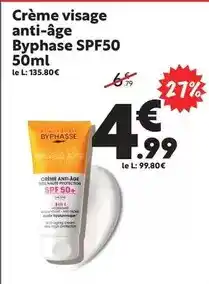 Maxi Bazar Byphasse - crème visage anti-âge byphase spf50 offre