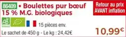 Thiriet Boulettes pur boeuf 15% m.g. biologiques offre