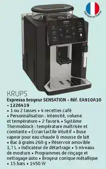 Eureka Ma Maison Krups - expresso broyeur sensation - réf. ea910a10 offre