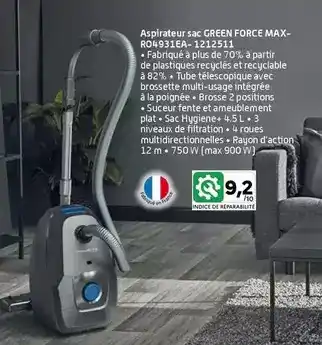 Aspirateur sac green force max-ro431ea-a-1121511