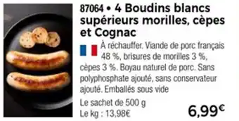 Thiriet 4 boudins blancs supérieurs morilles cèpes et cognac offre