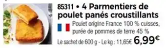 Thiriet 4 parmentiers de poulet panés croustillants offre