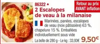 Thiriet 2 escalopes de veau à la milanaise offre