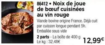 Thiriet Noix de joue de bœuf cuisinées au vin rouge offre